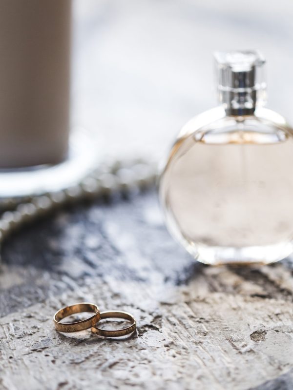 Women wedding accessories, perfumes, rings, jewelry